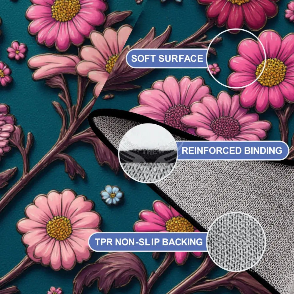 Large Area Rug Floor Carpet (5:4) 3D Floral on Dark Teal 120’’x96’’ Rugs & Mats