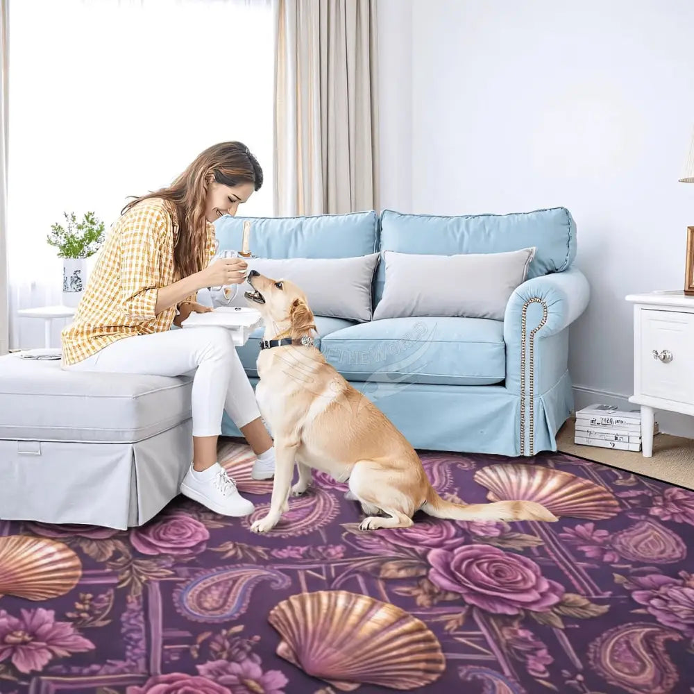Large Area Rug Floor Carpet (5:4) - 3D Magenta Shells 120’’x96’’ Rugs & Mats