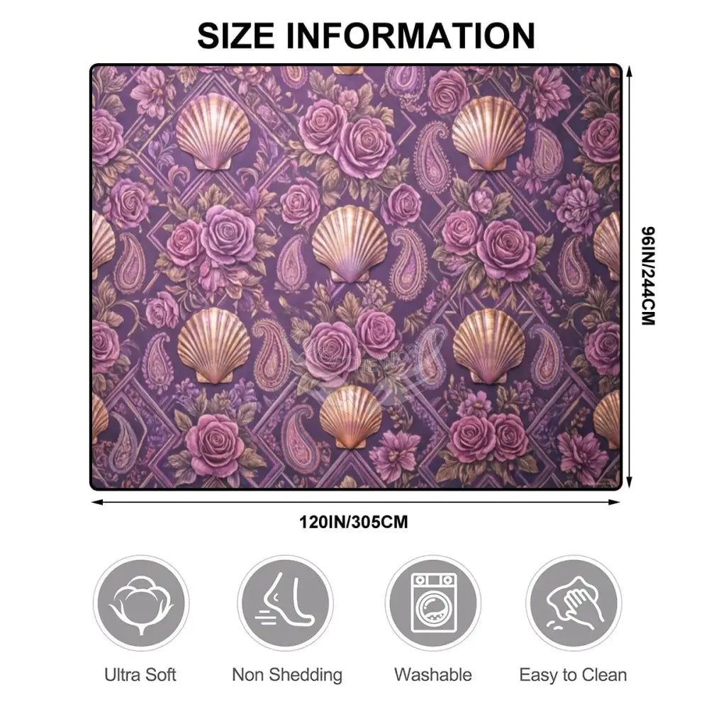 Large Area Rug Floor Carpet (5:4) - 3D Magenta Shells 120’’x96’’ Rugs & Mats