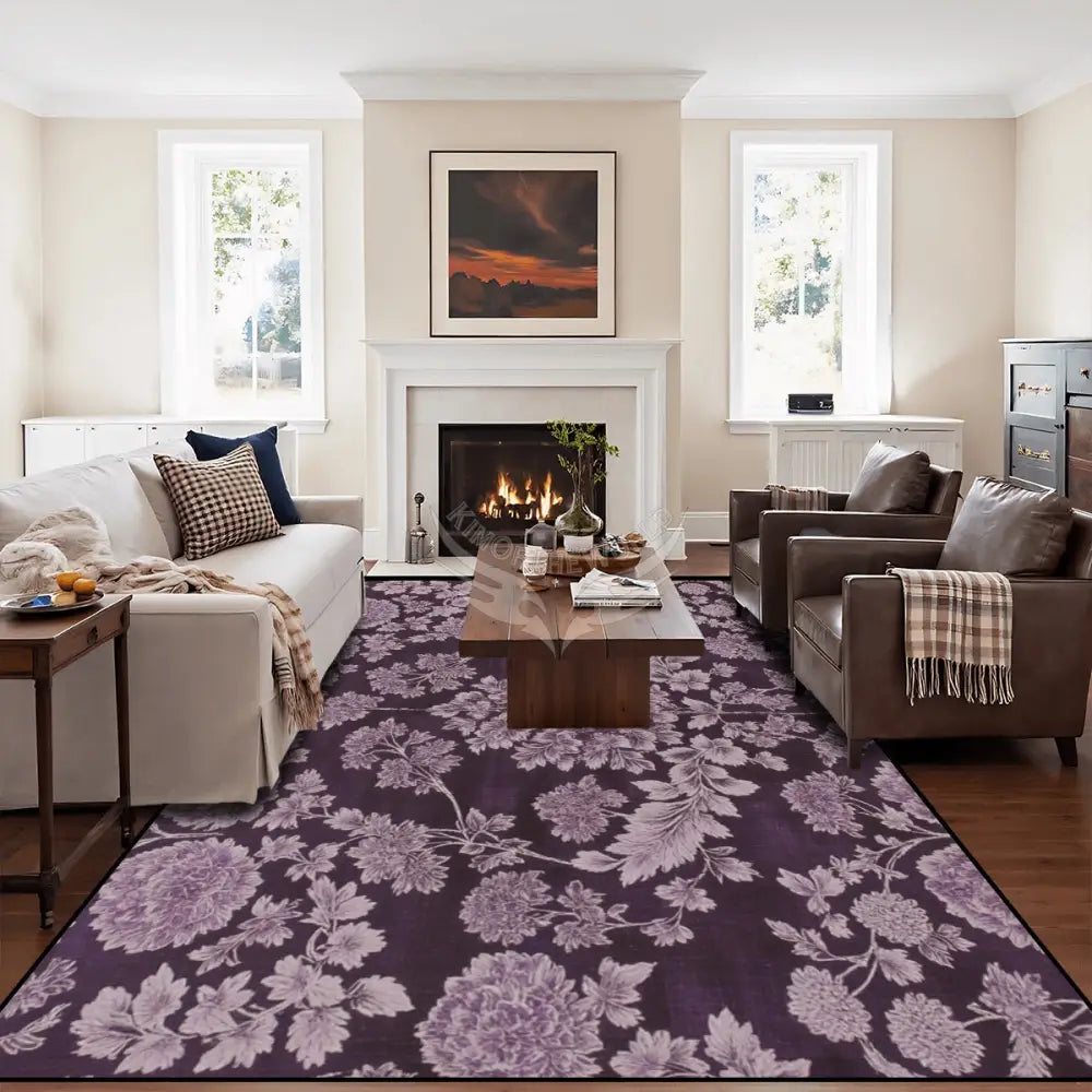 Large Area Rug Floor Carpet (5:4) - Plumb Hydrangea Snowball 120’’x96’’ Rugs & Mats