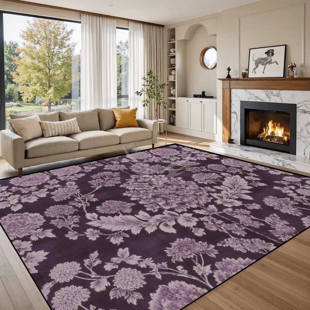 Large Area Rug Floor Carpet (5:4) - Plumb Hydrangea Snowball 120’’x96’’ Rugs & Mats