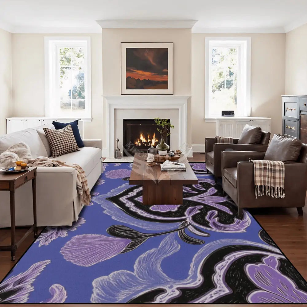 Large Area Rug Floor Carpet (5:4) - Purple Abstract Design 120’’x96’’ Rugs & Mats