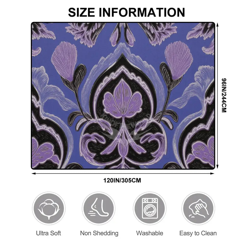 Large Area Rug Floor Carpet (5:4) - Purple Abstract Design 120’’x96’’ Rugs & Mats