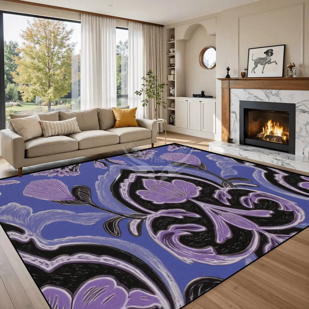 Large Area Rug Floor Carpet (5:4) - Purple Abstract Design 120’’x96’’ Rugs & Mats