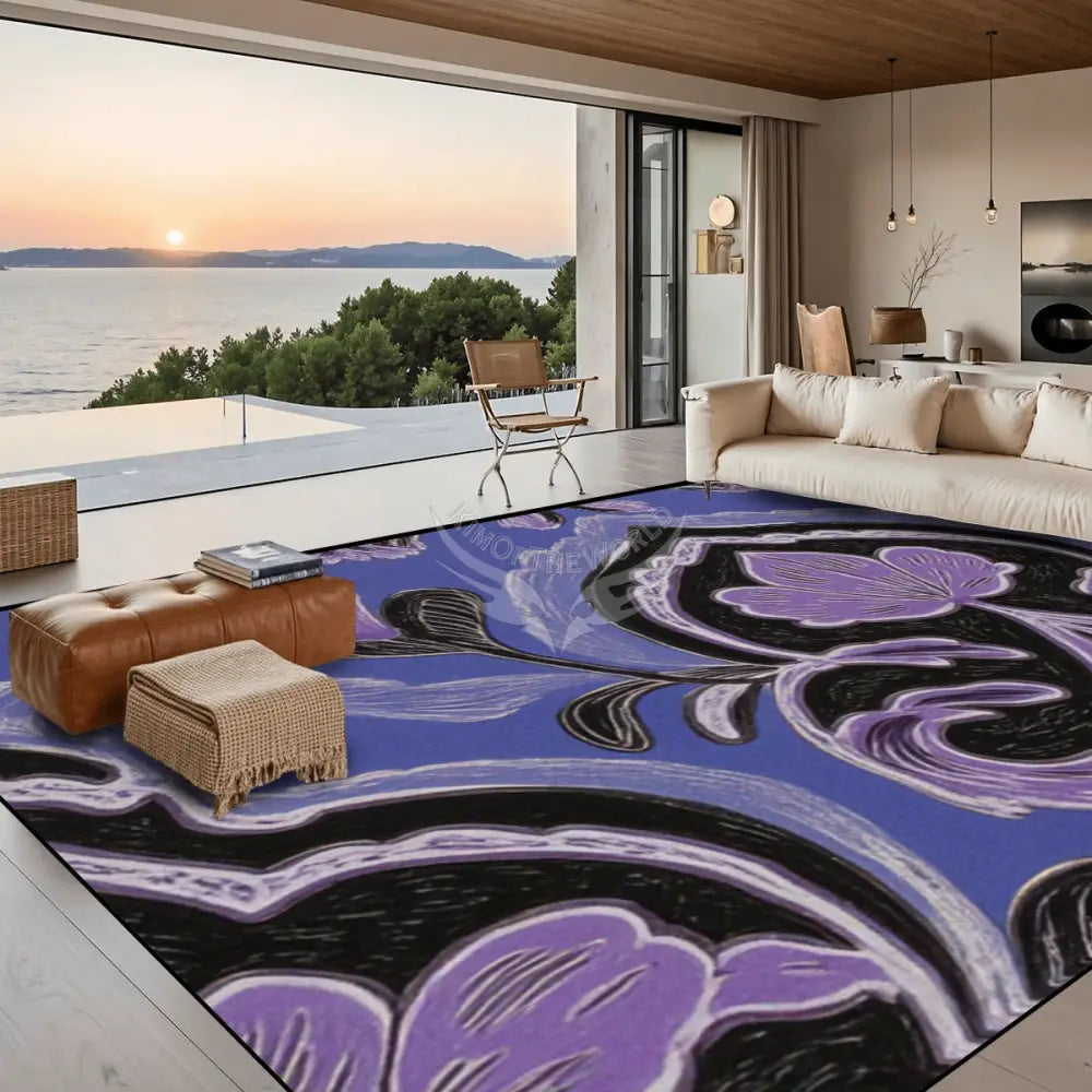 Large Area Rug Floor Carpet (5:4) - Purple Abstract Design 120’’x96’’ Rugs & Mats