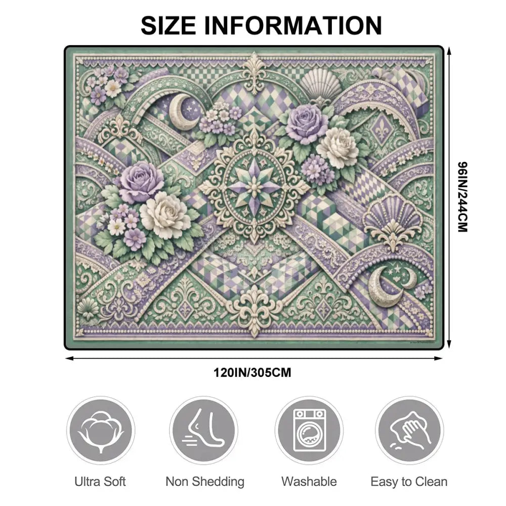 Large Area Rug Floor Carpet Lavender and Mint 3D Pastels 10 ft x 8 ft 120’’x96’’ Rugs & Mats