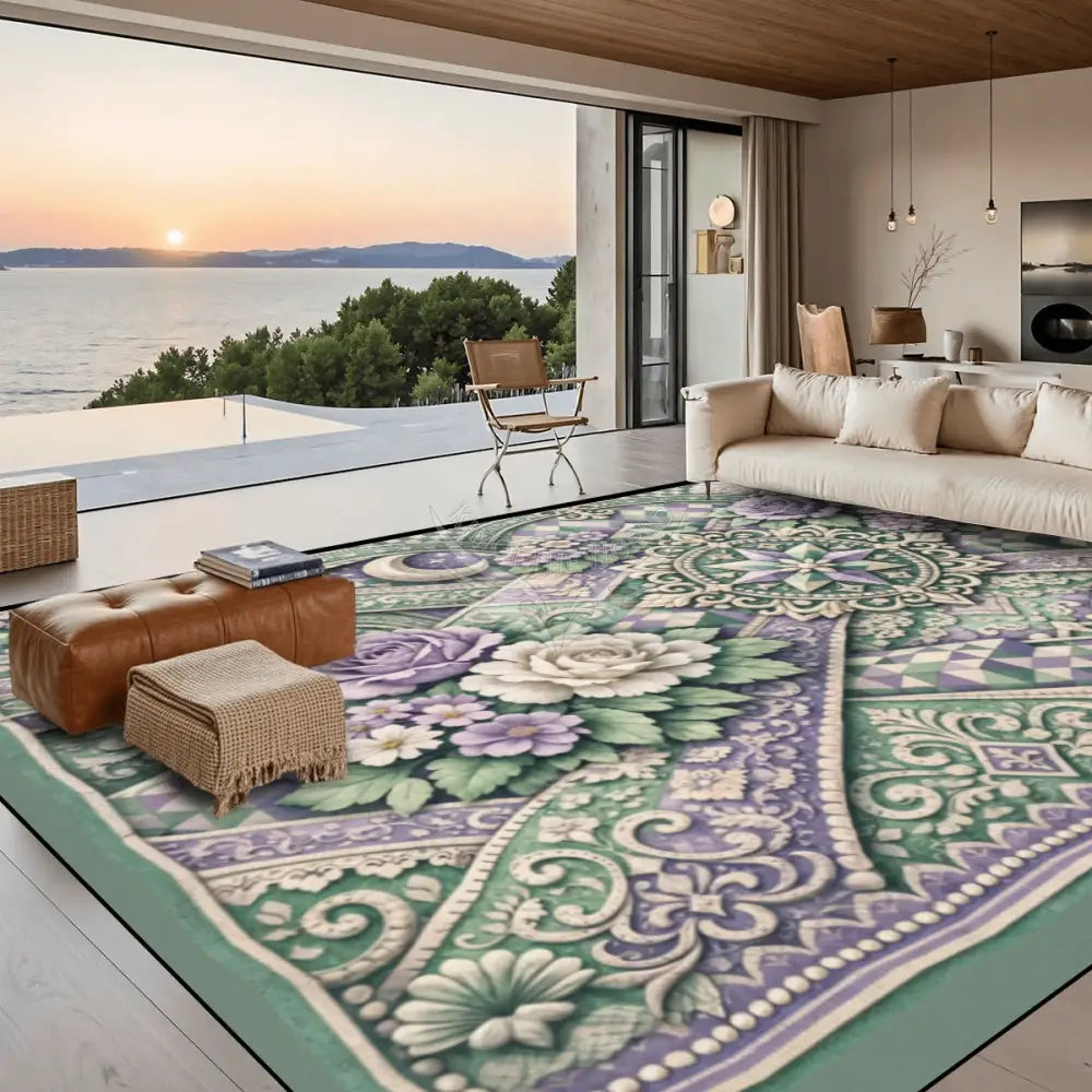 Large Area Rug Floor Carpet Lavender and Mint 3D Pastels 10 ft x 8 ft 120’’x96’’ Rugs & Mats