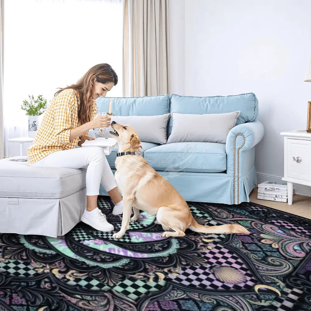 Large Multi Color Patchwork Pinwheel 3D Floral Tie Dye Checkerboard 10 ft x 8 ft Area Rug Floor Carpet 120’’x96’’ Rugs