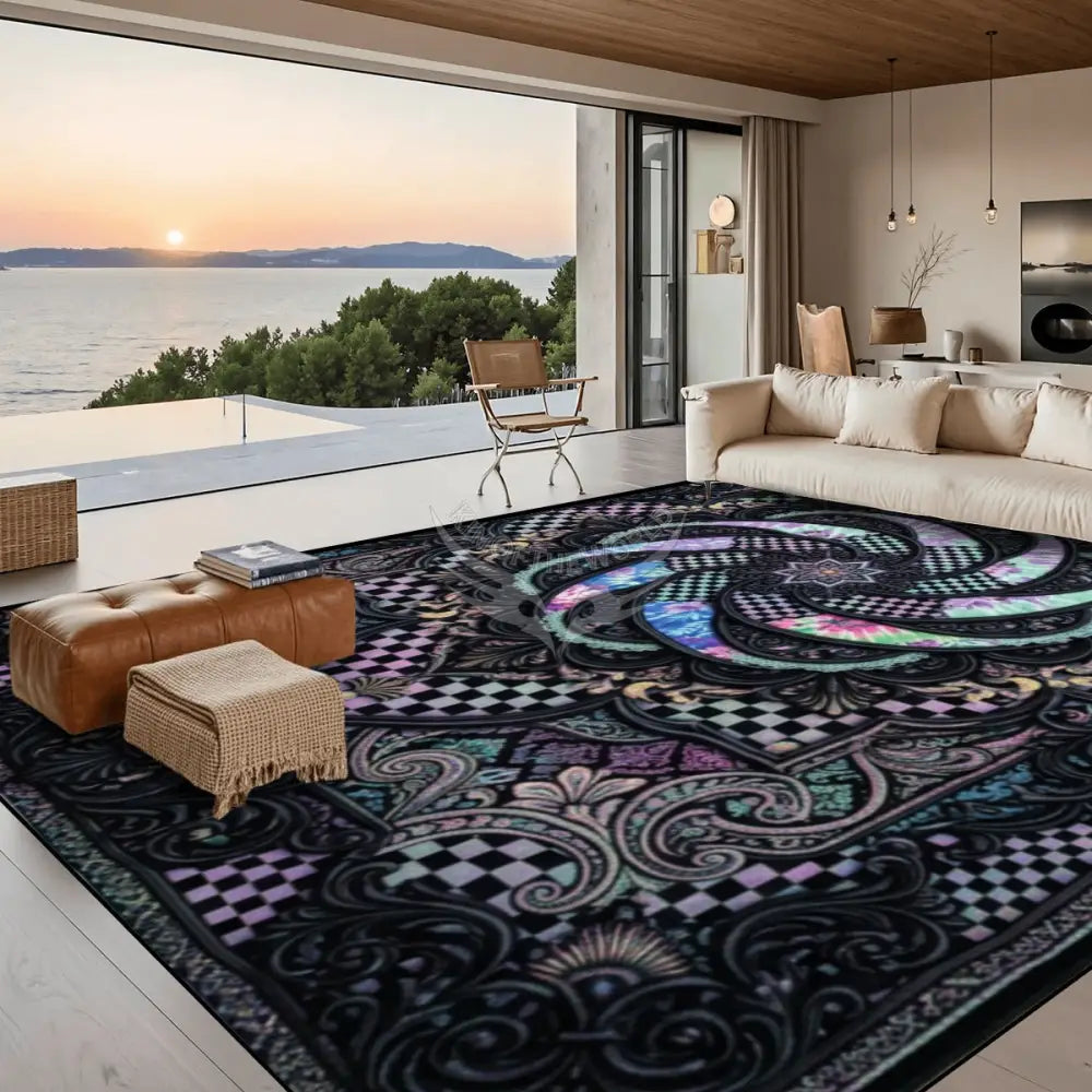Large Multi Color Patchwork Pinwheel 3D Floral Tie Dye Checkerboard 10 ft x 8 ft Area Rug Floor Carpet 120’’x96’’ Rugs