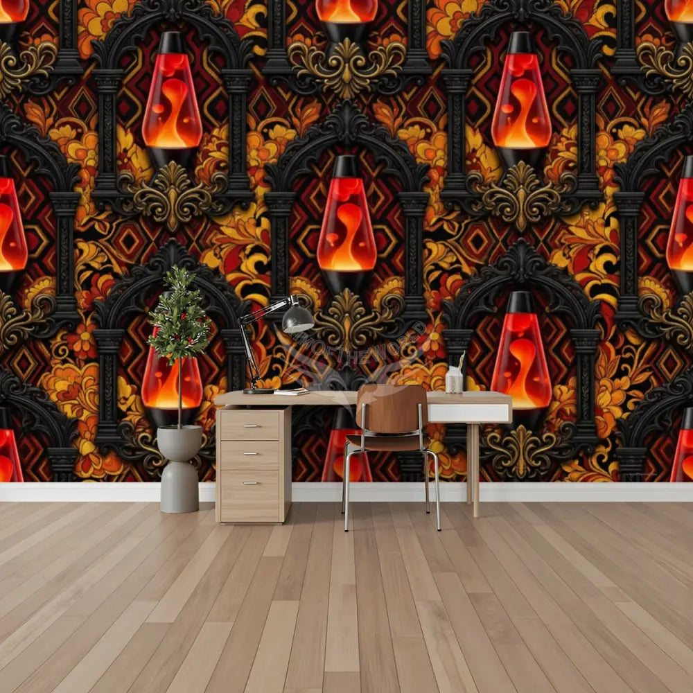Large Retro Lava Lamp Unpasted Mural Wallpaper 144’’x100’’ - 144’’x100’’ - Wall Coverings