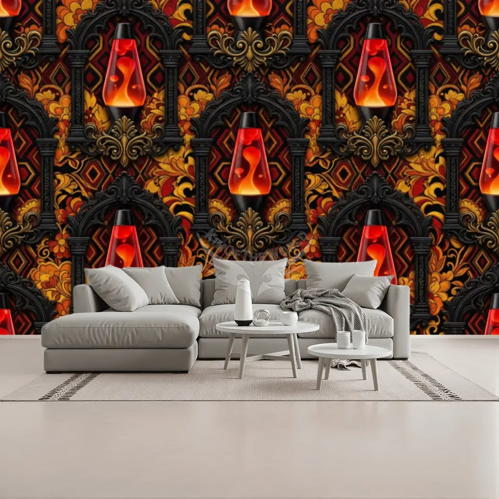 Large Retro Lava Lamp Unpasted Mural Wallpaper 144’’x100’’ - 144’’x100’’ - Wall Coverings