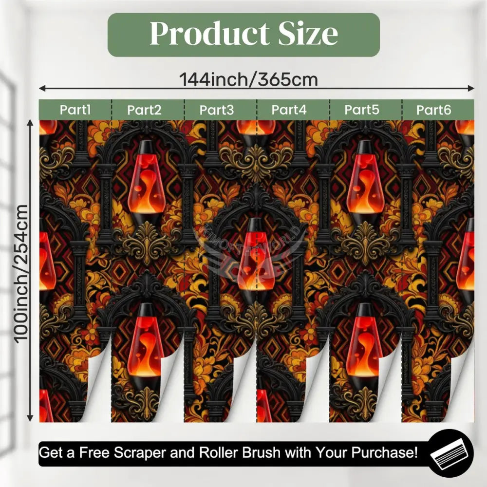 Large Retro Lava Lamp Unpasted Mural Wallpaper 144’’x100’’ - 144’’x100’’ - Wall Coverings
