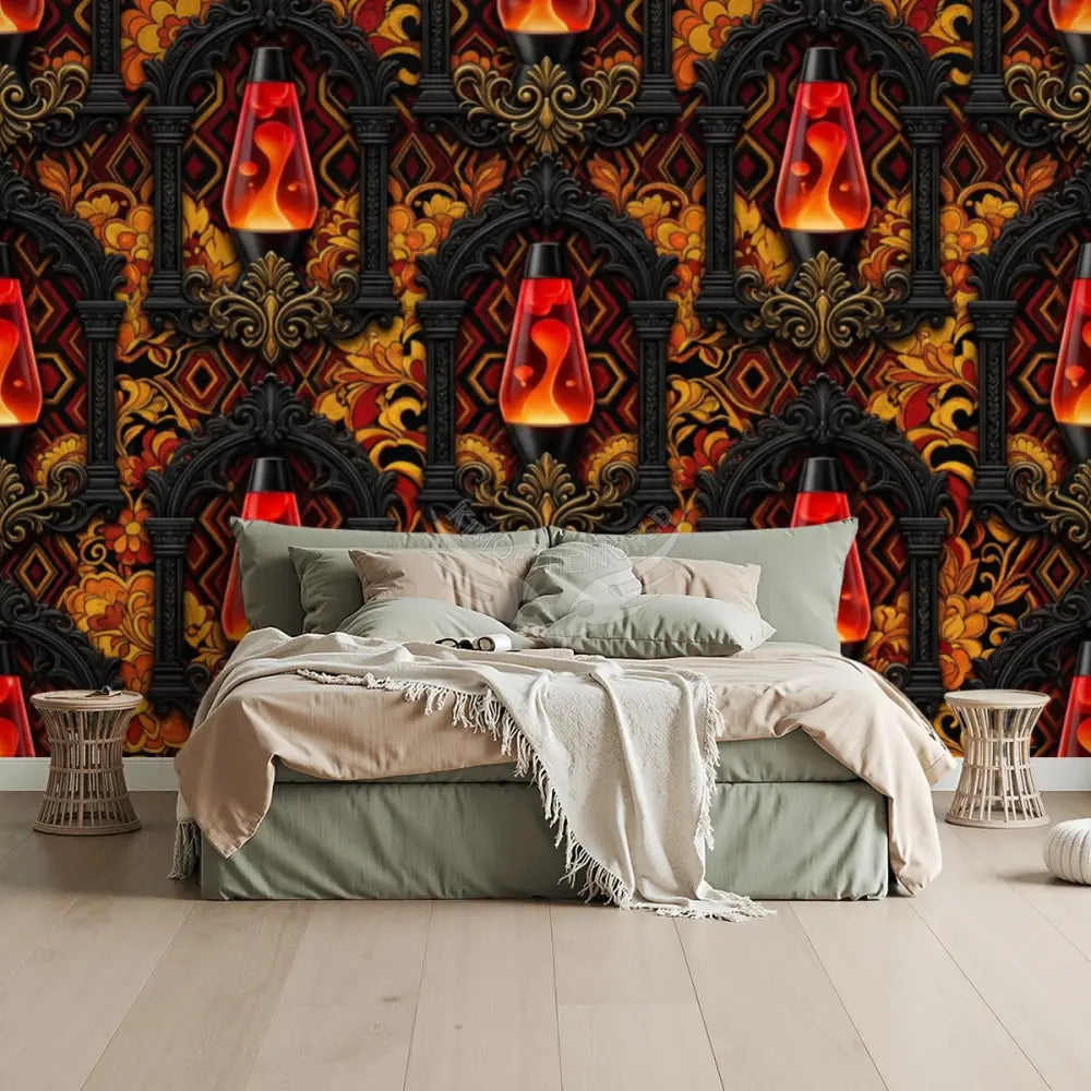 Large Retro Lava Lamp Unpasted Mural Wallpaper 144’’x100’’ - 144’’x100’’ - Wall Coverings