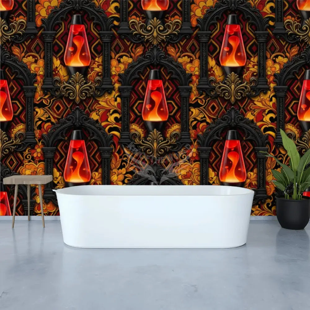 Large Retro Lava Lamp Unpasted Mural Wallpaper 144’’x100’’ - 144’’x100’’ - Wall Coverings