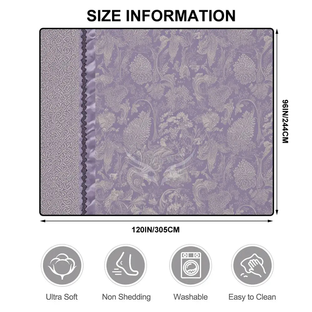 Lavender and Flora Lace 10 ft x 8 ft Large Area Rug Floor Carpet 120’’x96’’ Rugs & Mats