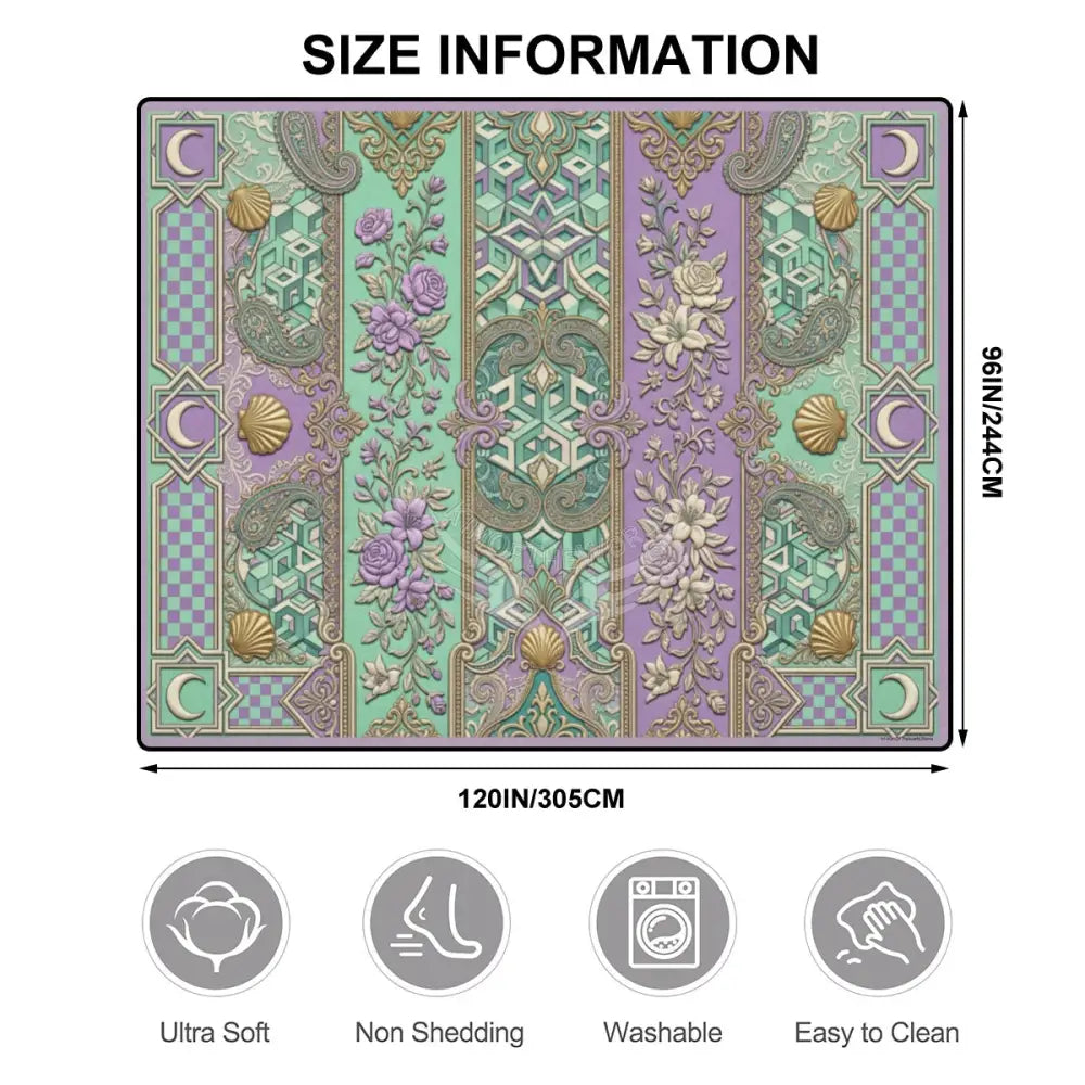 Lavender and Mint 10 ft x 8 ft Large Area Rug Floor Carpet 120’’x96’’ Rugs & Mats