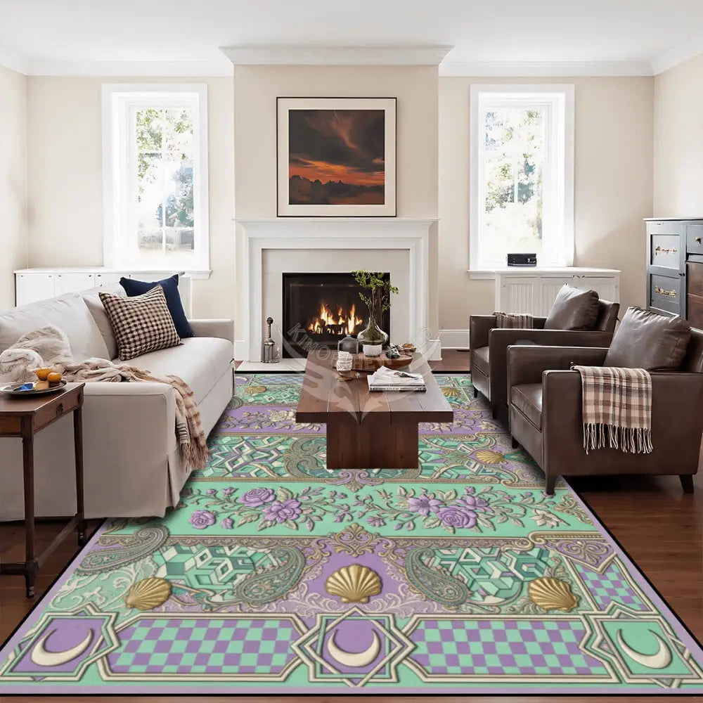 Lavender and Mint 10 ft x 8 ft Large Area Rug Floor Carpet 120’’x96’’ Rugs & Mats