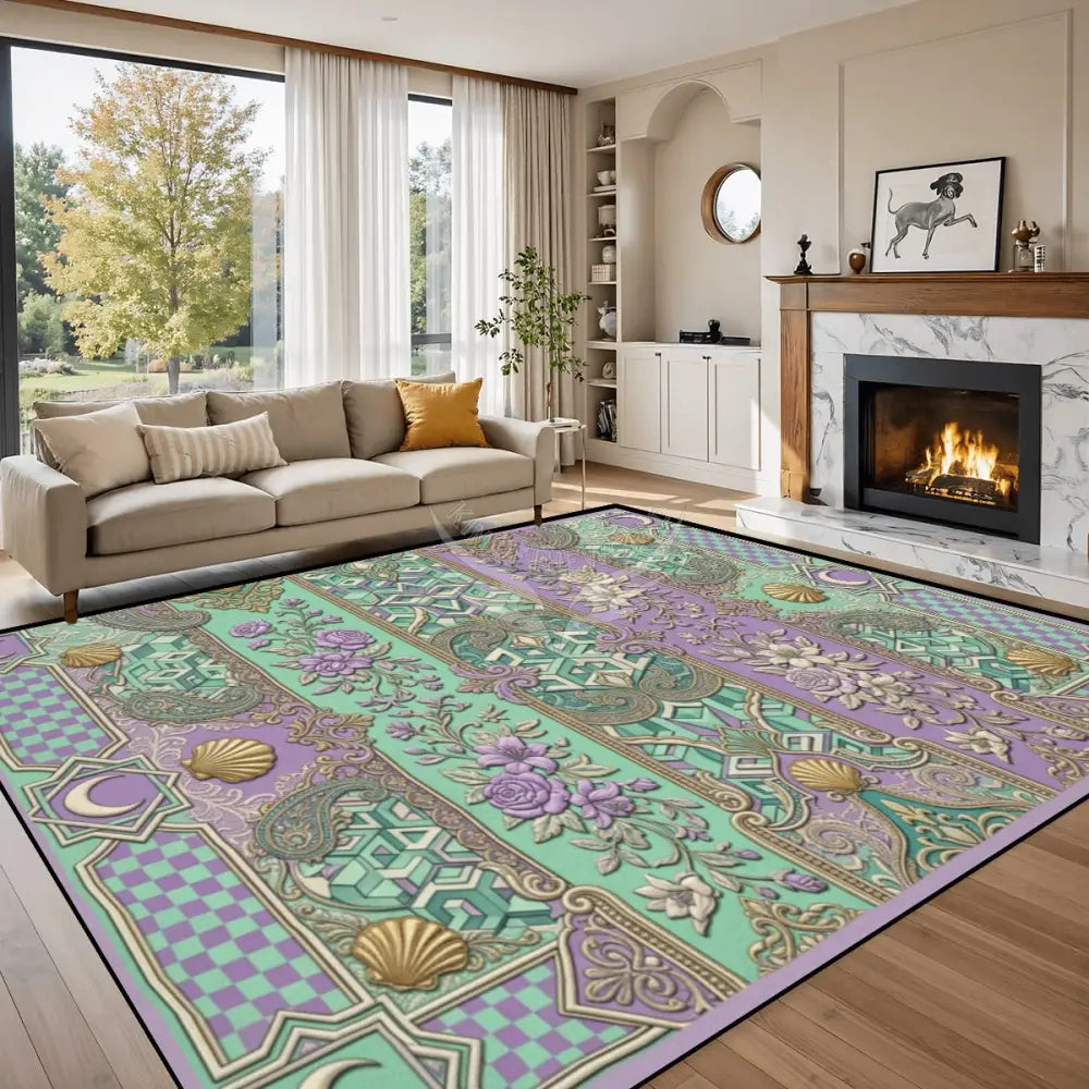 Lavender and Mint 10 ft x 8 ft Large Area Rug Floor Carpet 120’’x96’’ Rugs & Mats