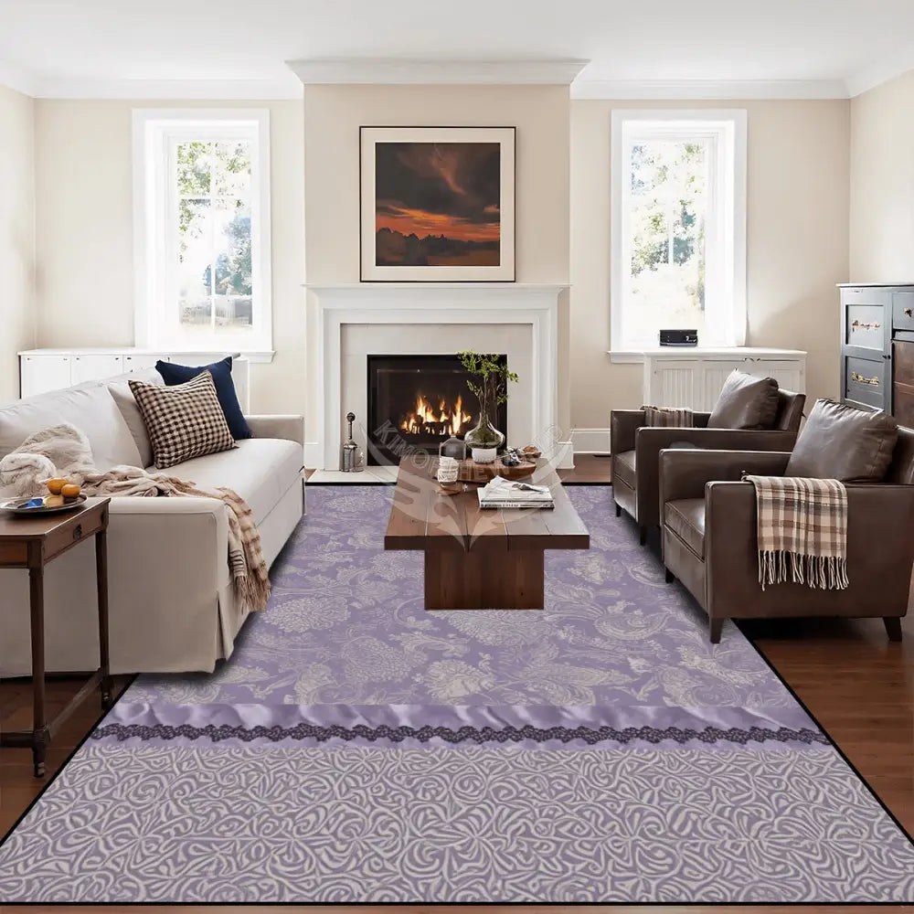 Lavender Lace Print Large Area Rug Floor Carpet - 10ft x 8ft - (Ratio 5:4) 120’’x96’’ Rugs & Mats