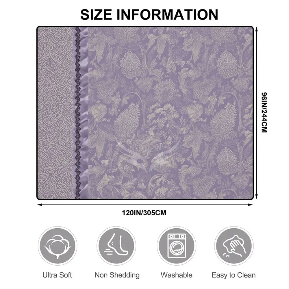 Lavender Lace Print Large Area Rug Floor Carpet - 10ft x 8ft - (Ratio 5:4) 120’’x96’’ Rugs & Mats