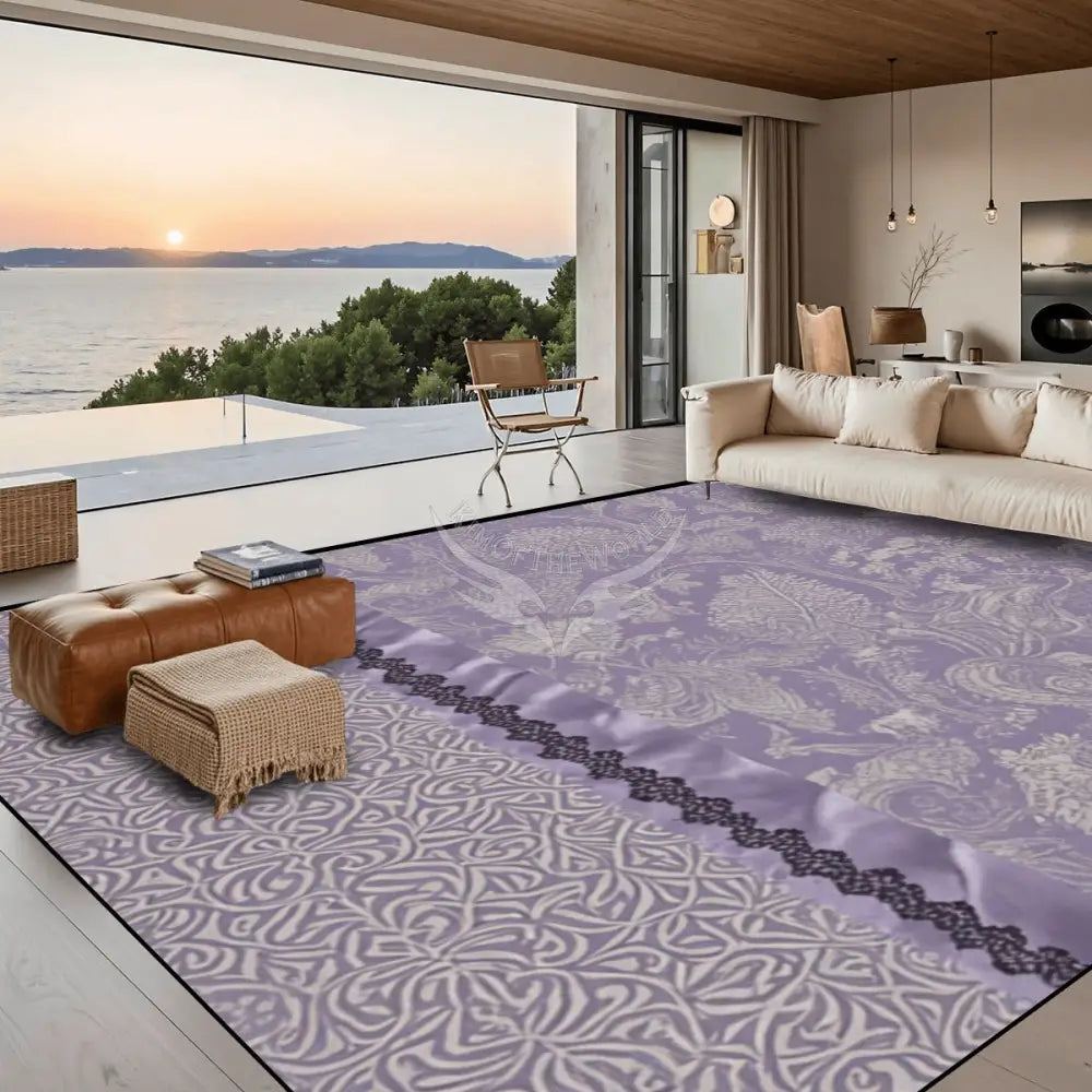 Lavender Lace Print Large Area Rug Floor Carpet - 10ft x 8ft - (Ratio 5:4) 120’’x96’’ Rugs & Mats
