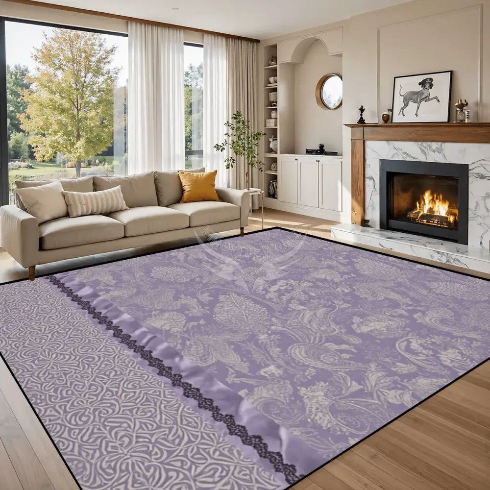 Lavender Lace Print Large Area Rug Floor Carpet - 10ft x 8ft - (Ratio 5:4) 120’’x96’’ Rugs & Mats