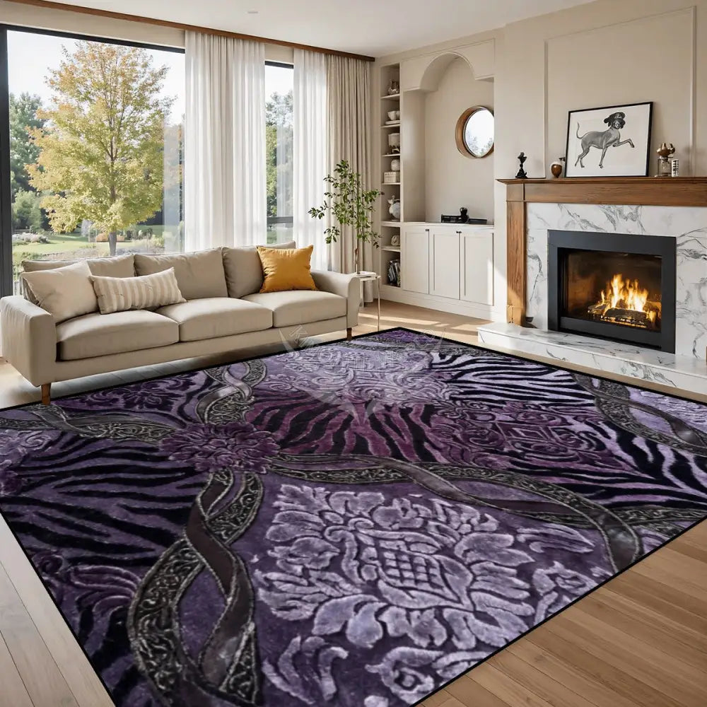 Lavender Multi Patch Animal Print 3D Large Area Rug Floor Carpet 10x8 120’’x96’’ Rugs & Mats