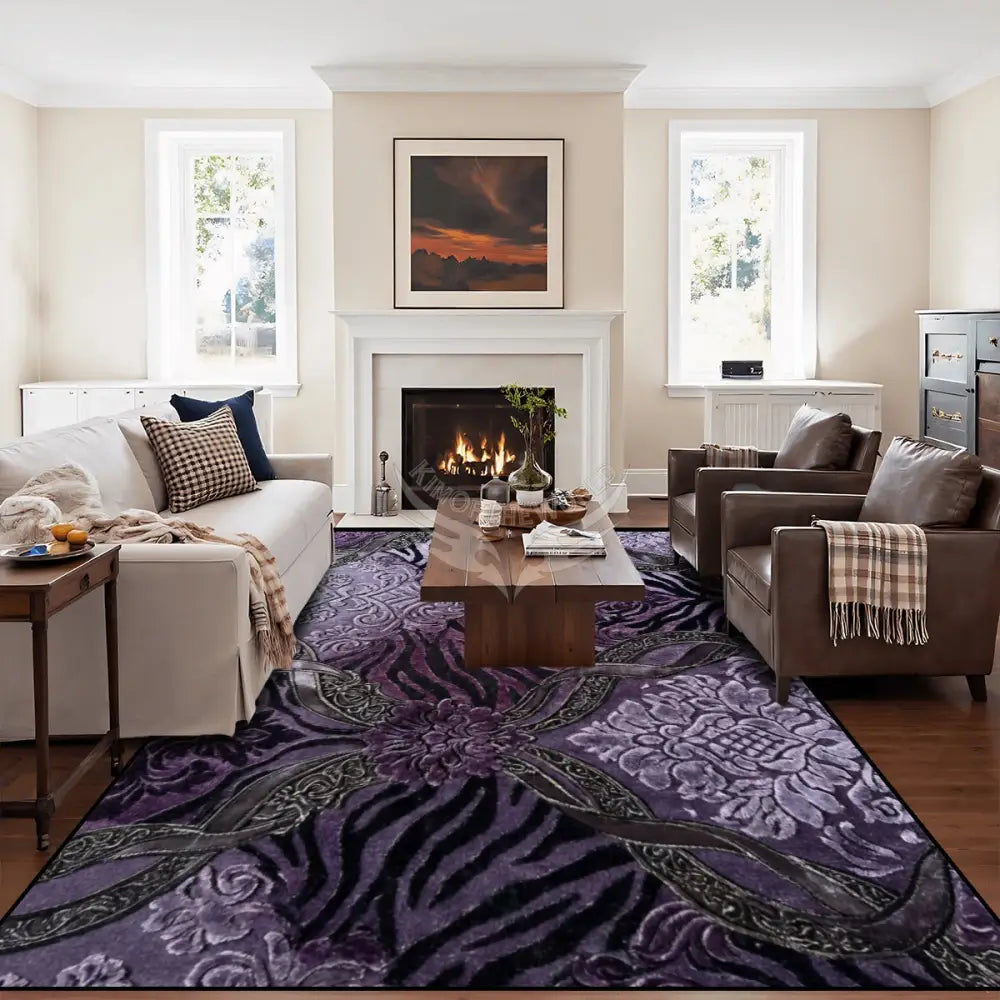 Lavender Multi Patch Animal Print 3D Large Area Rug Floor Carpet 10x8 120’’x96’’ Rugs & Mats