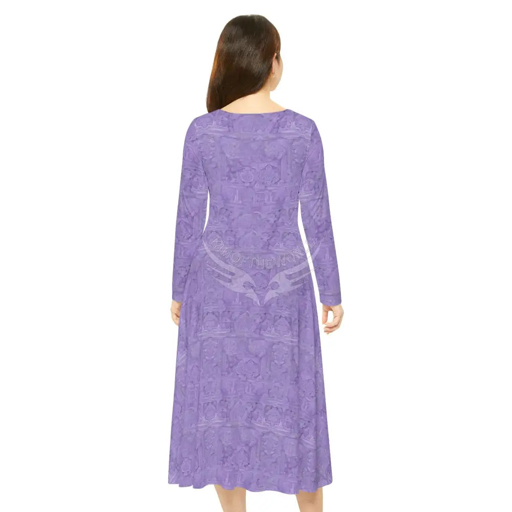 Lavender Wallpaper Print Dress – Women’s Long Sleeve AOP L All Over Prints
