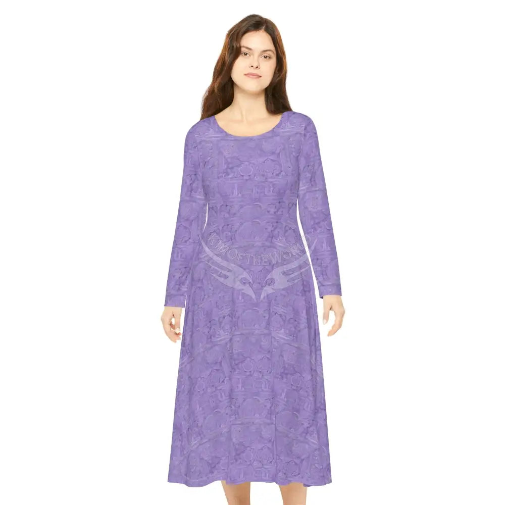 Lavender Wallpaper Print Dress – Women’s Long Sleeve AOP L All Over Prints