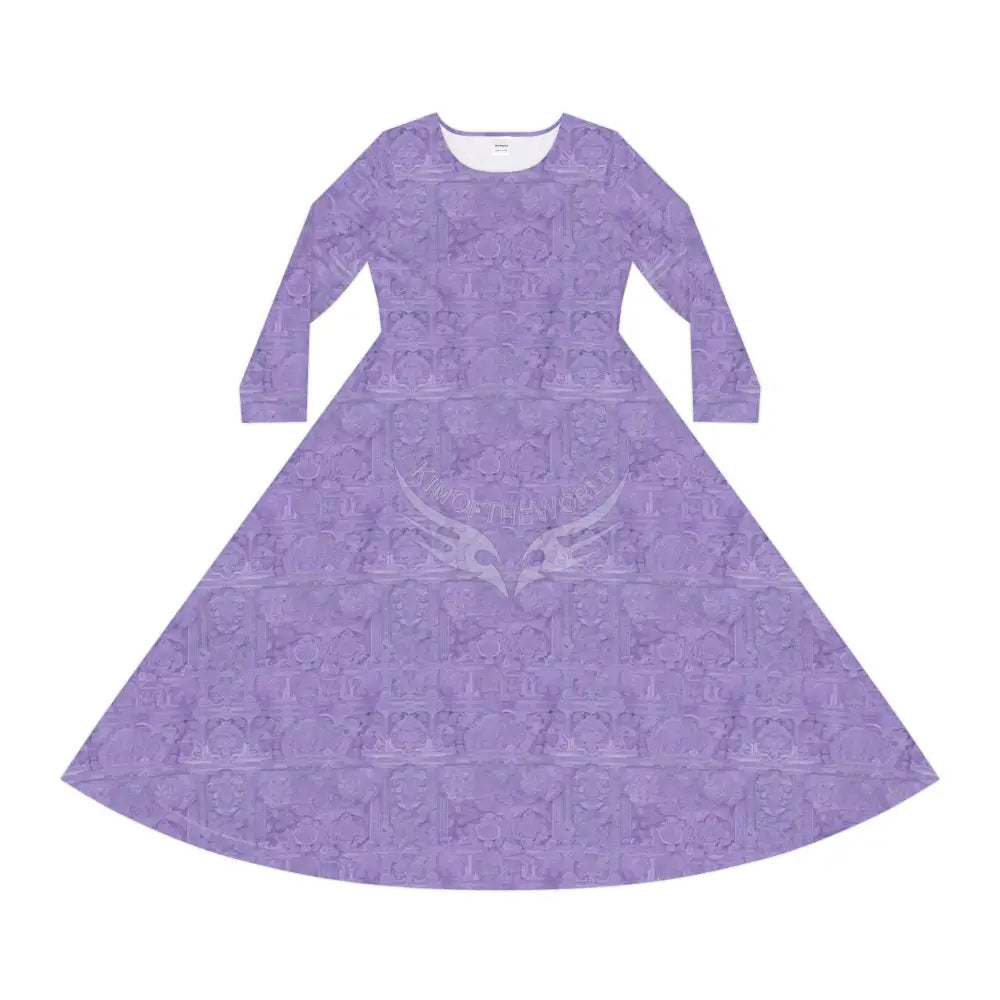 Lavender Wallpaper Print Dress – Women’s Long Sleeve AOP L All Over Prints