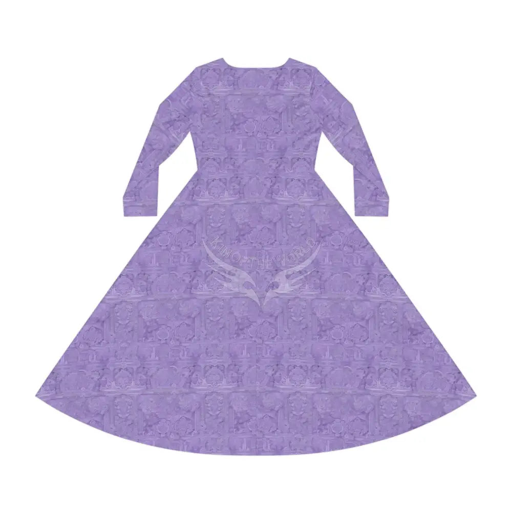 Lavender Wallpaper Print Dress – Women’s Long Sleeve AOP L All Over Prints