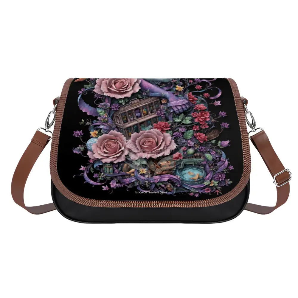 Leather Shoulder Bag - 3D Floral Multiverse One Size Satchel