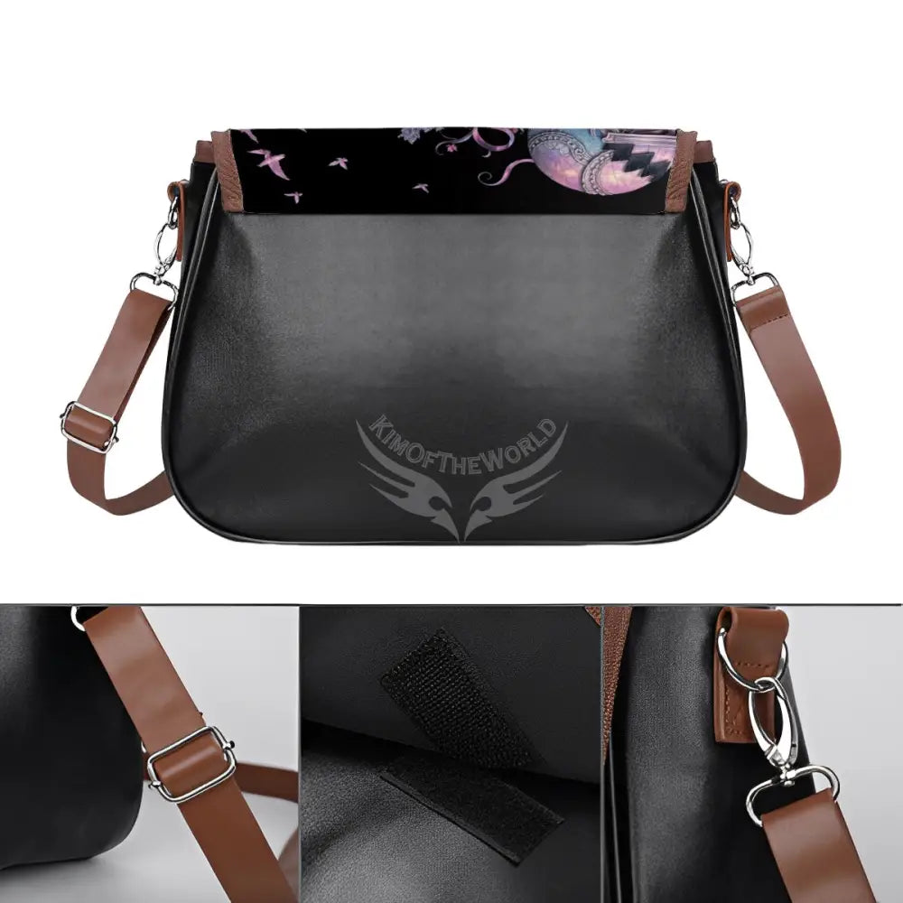 Leather Shoulder Bag - 3D Floral Multiverse One Size Satchel