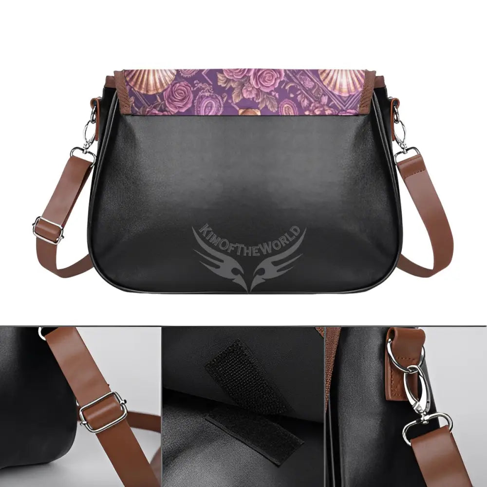 Leather Shoulder Bag - 3D Magenta Shells One Size Satchel
