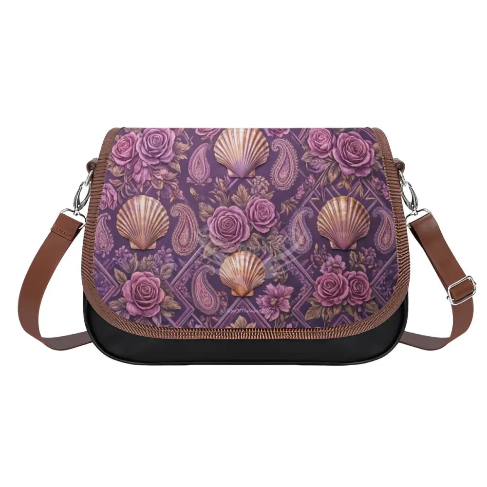 Leather Shoulder Bag - 3D Magenta Shells One Size Satchel