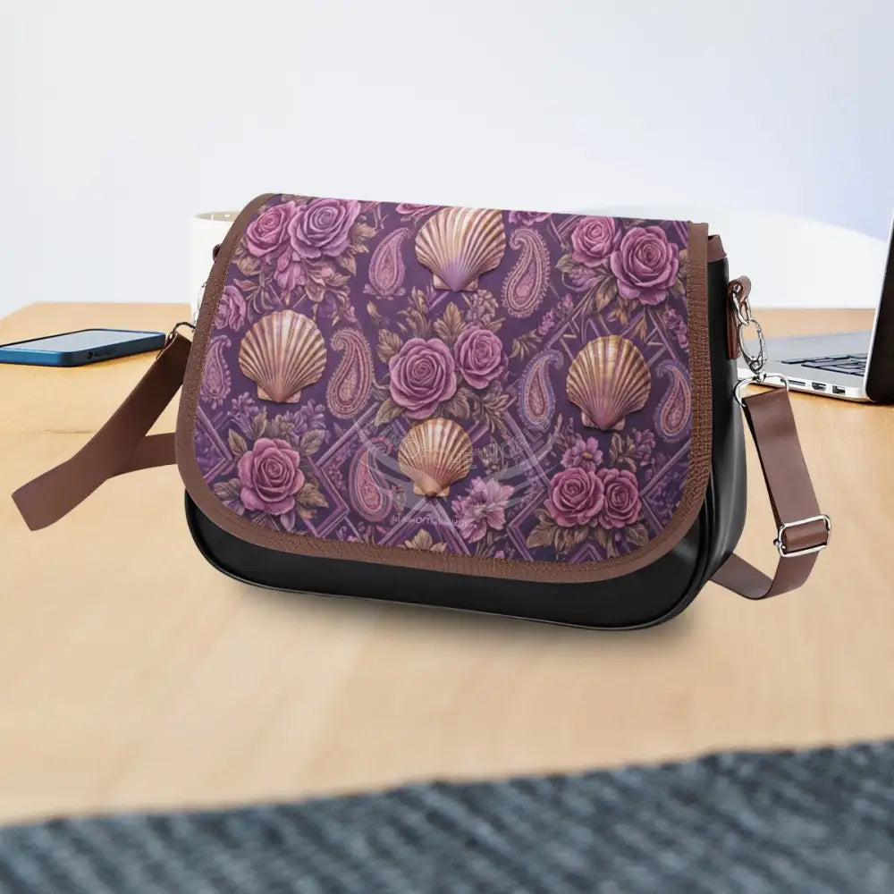Leather Shoulder Bag - 3D Magenta Shells One Size Satchel