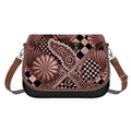 Leather Shoulder Bag - 3D Rose Gold Shells and Chex One Size Satchel