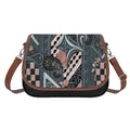 Leather Shoulder Bag Patchwork Teal and Pink One Size Satchel