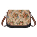 Leather Shoulder Bag - Peach Floral Bouquets One Size Satchel