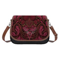 Leather Shoulder Bag - Red Burgundy Print One Size Satchel