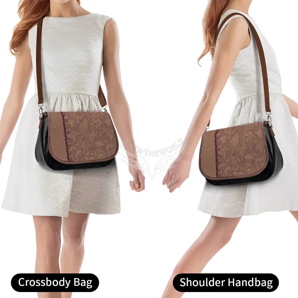 Leather Shoulder Bag - Sepia Pressed One Size Satchel