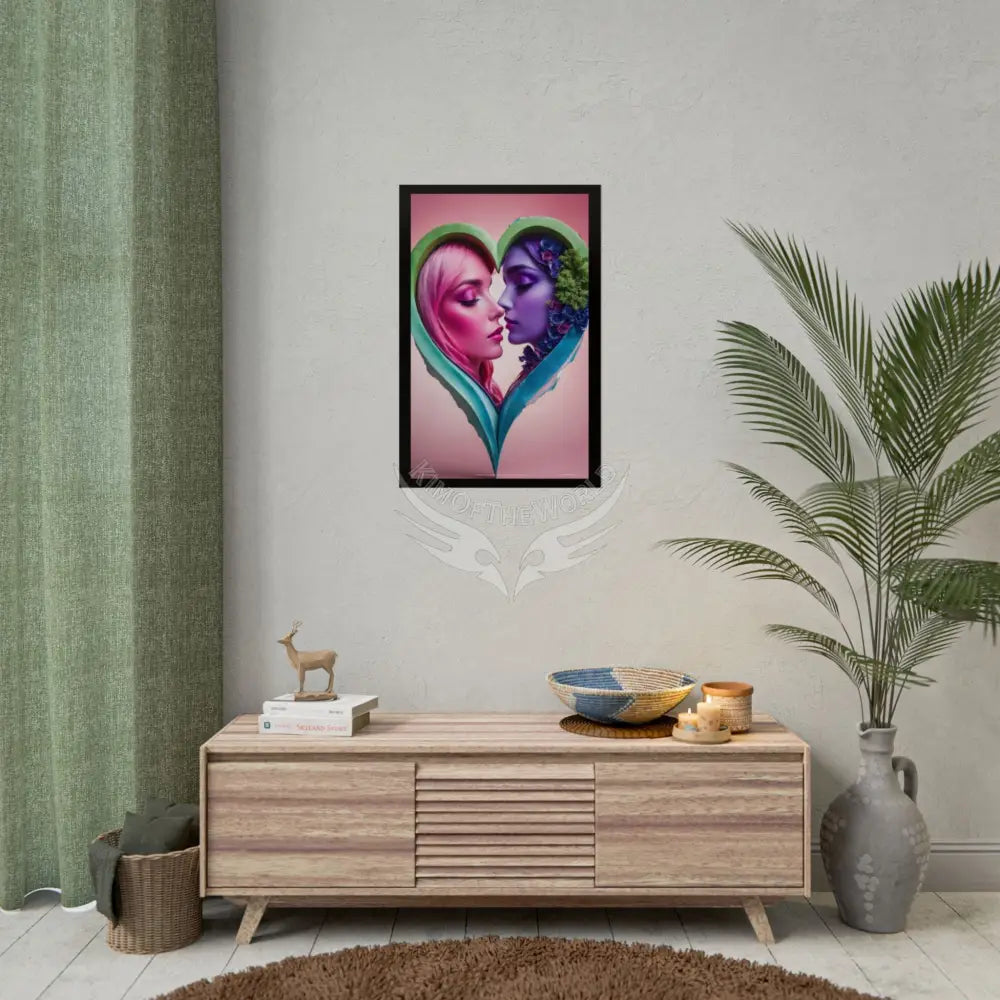 LGBTQ+ Women Power Love Poster Set — Vibrant 3D Valentine Hearts Ladies Lesbian (Rolled Posters) Poster