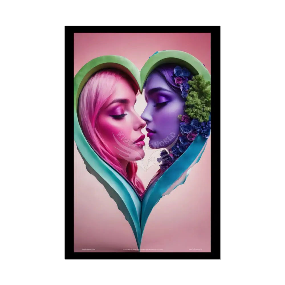 LGBTQ+ Women Power Love Poster Set — Vibrant 3D Valentine Hearts Ladies Lesbian (Rolled Posters) 20″ x 30″ (Vertical)