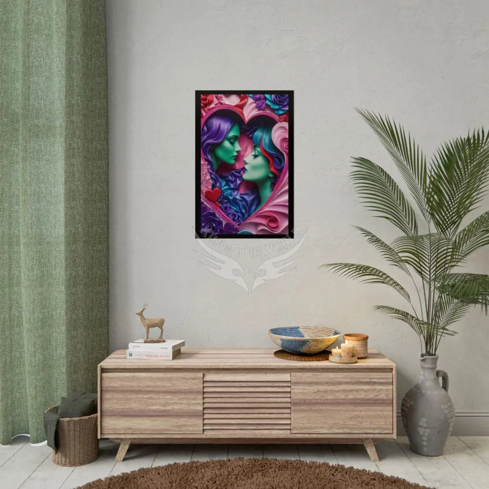 LGBTQ+ Women Power Love Poster Set — Vibrant 3D Valentine Hearts Ladies Lesbian (Rolled Posters) Poster