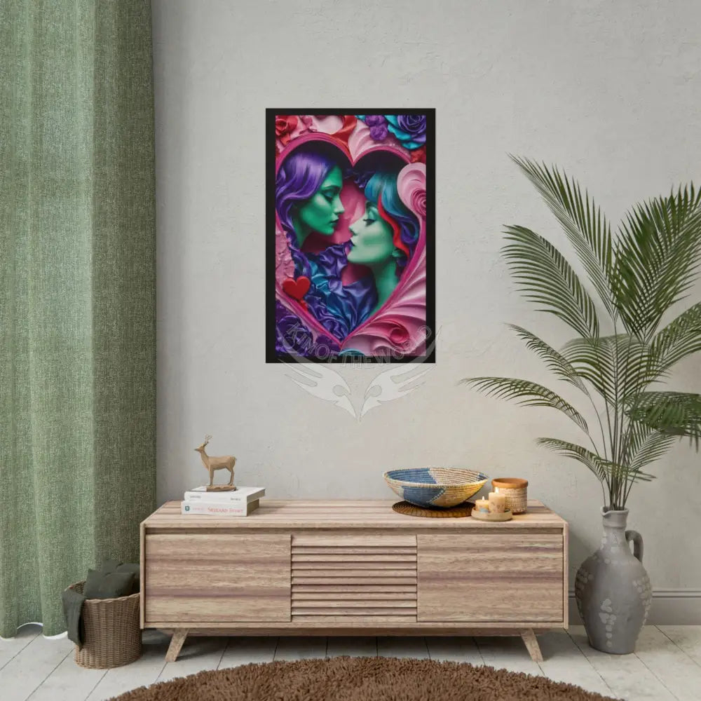 LGBTQ+ Women Power Love Poster Set — Vibrant 3D Valentine Hearts Ladies Lesbian (Rolled Posters) Poster