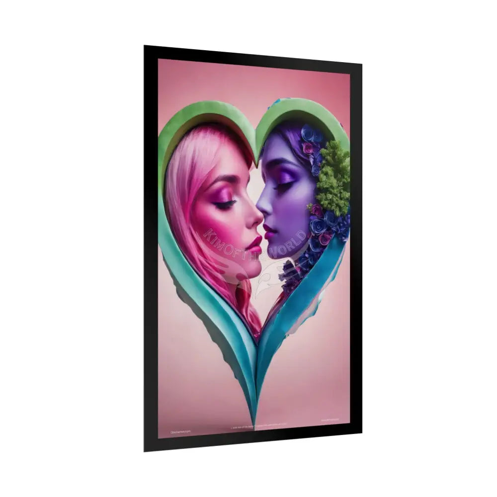 LGBTQ+ Women Power Love Poster Set — Vibrant 3D Valentine Hearts Ladies Lesbian (Rolled Posters) Poster