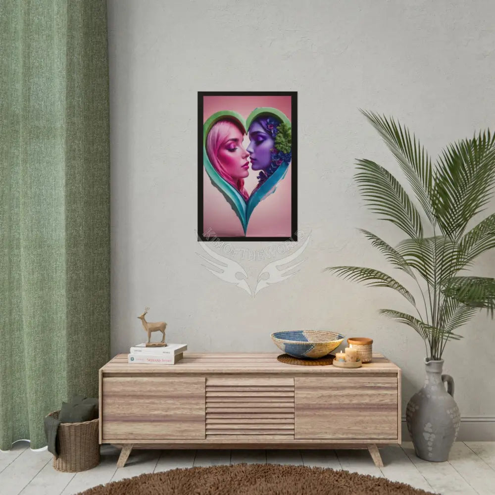 LGBTQ+ Women Power Love Poster Set — Vibrant 3D Valentine Hearts Ladies Lesbian (Rolled Posters) Poster