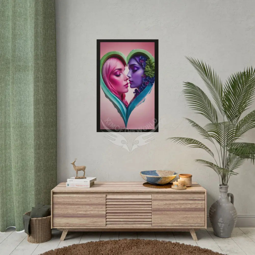 LGBTQ+ Women Power Love Poster Set — Vibrant 3D Valentine Hearts Ladies Lesbian (Rolled Posters) Poster