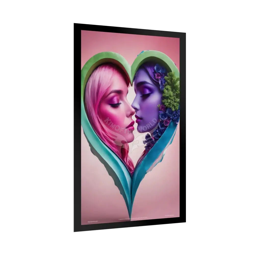LGBTQ+ Women Power Love Poster Set — Vibrant 3D Valentine Hearts Ladies Lesbian (Rolled Posters) Poster